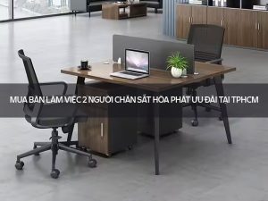 bàn làm việc 2 người chân sắt