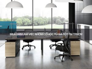 bàn làm việc nhóm có hộc tủ