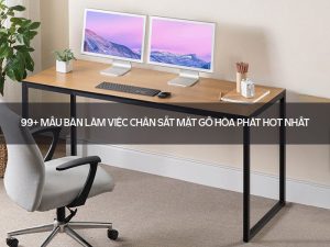 Bàn làm việc chân sắt mặt gỗ