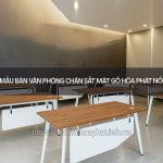Bàn văn phòng chân sắt mặt gỗ