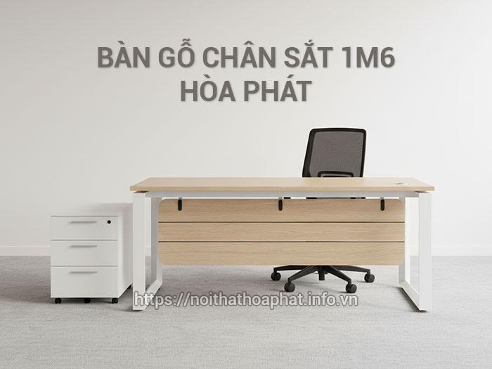 Bàn gỗ chân sắt 1m6