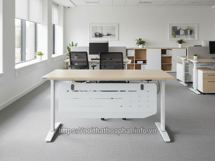 Bàn gỗ chân sắt 1m6