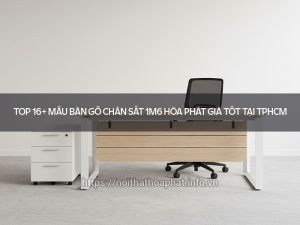 Bàn gỗ chân sắt 1m6