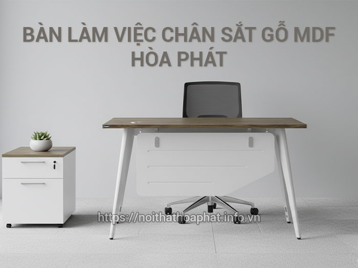 Bàn làm việc chân sắt gỗ MDF