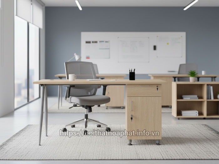 Bàn làm việc chân sắt gỗ MDF