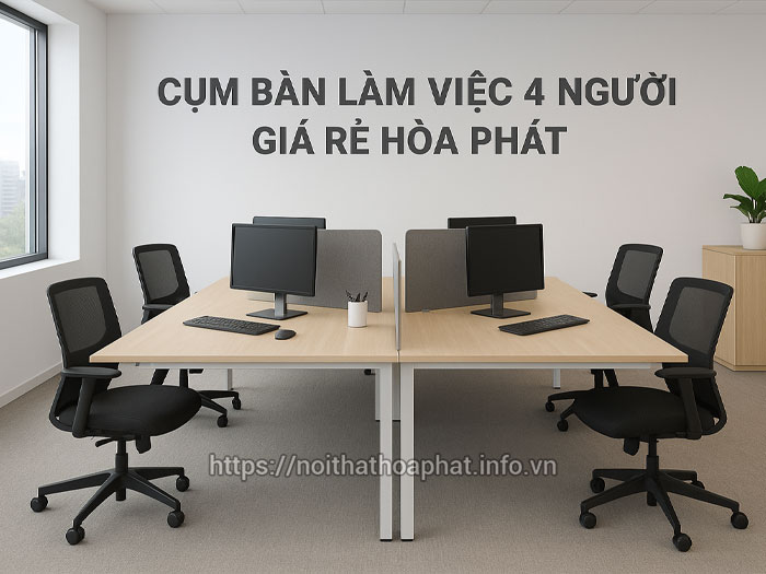 Cụm bàn làm việc 4 người giá rẻ