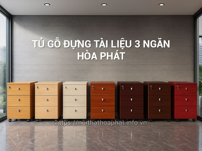 Tủ gỗ đựng tài liệu 3 ngăn