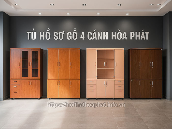 Tủ hồ sơ gỗ 4 cánh