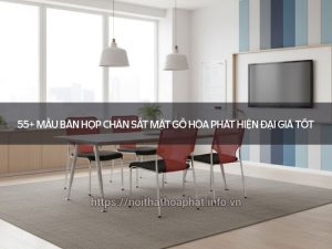 Bàn họp chân sắt mặt gỗ
