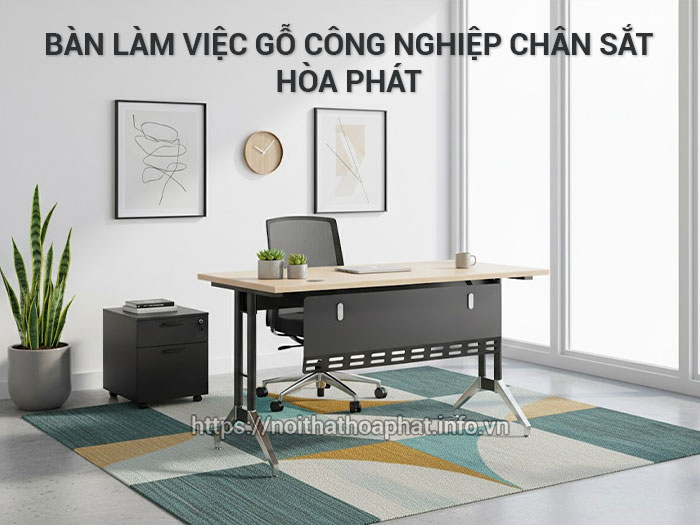 bàn gỗ công nghiệp chân sắt