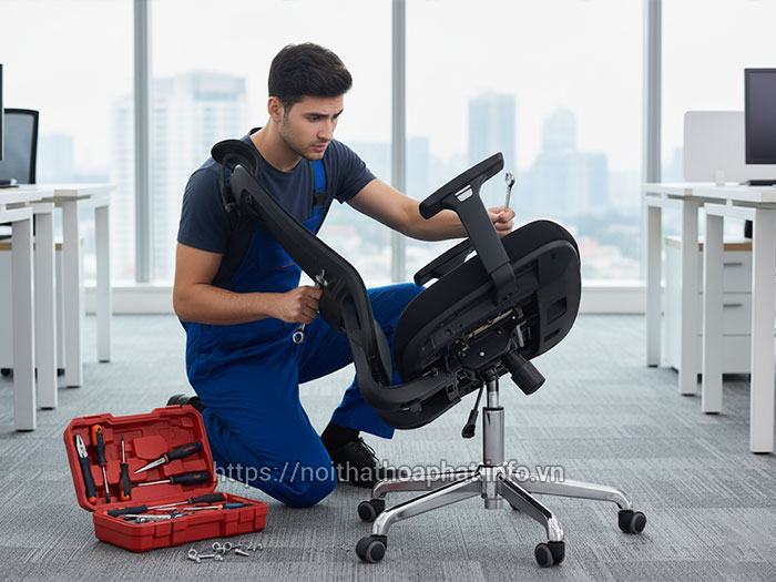 ghế xoay bị ngửa ra sau