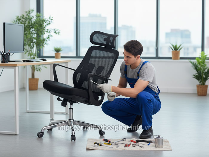 ghế xoay bị ngửa ra sau