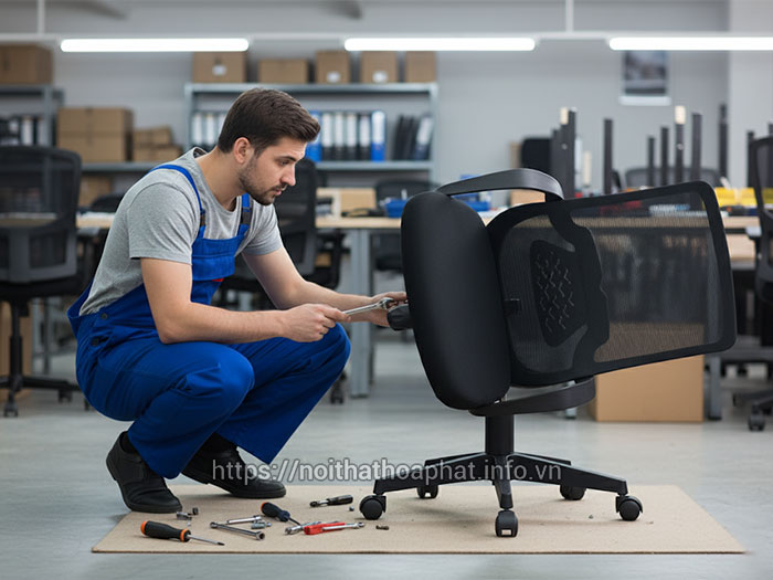 ghế xoay bị ngửa ra sau