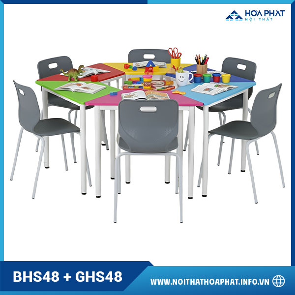 Bàn ghế học sinh Hòa Phát BHS48 + GHS48