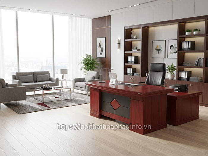 Bàn làm việc gỗ sơn PU