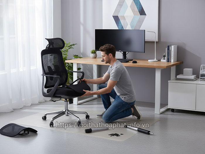 Cách lắp ráp ghế xoay lưới