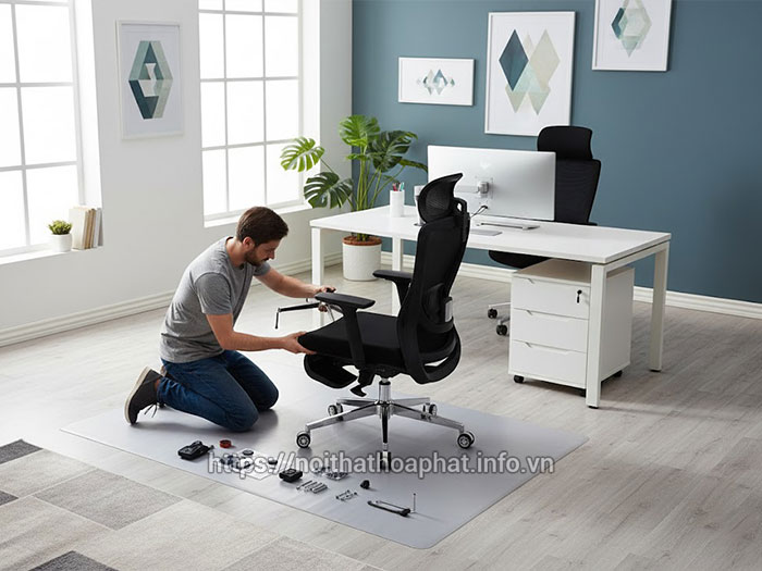 Cách lắp ráp ghế xoay lưới