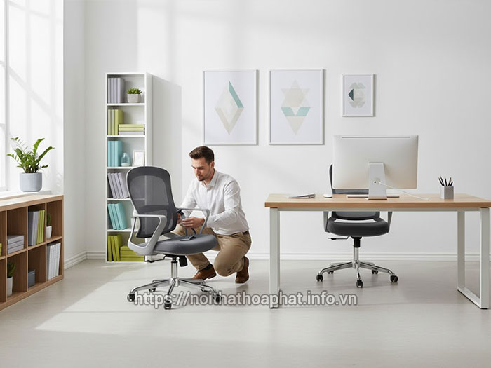 Cách lắp ráp ghế xoay lưới