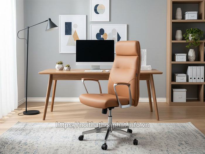 Ghế làm việc da nâu
