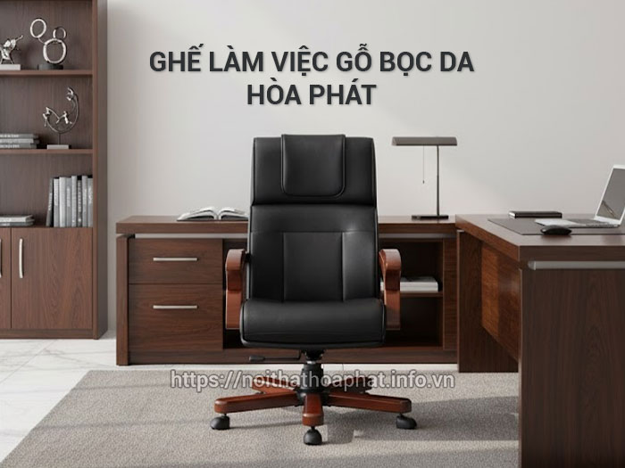 Ghế làm việc gỗ bọc da