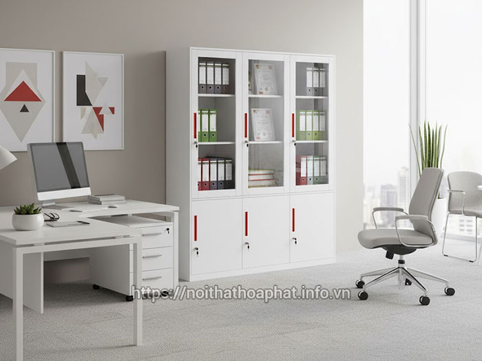 Tủ hồ sơ 3 cánh kính