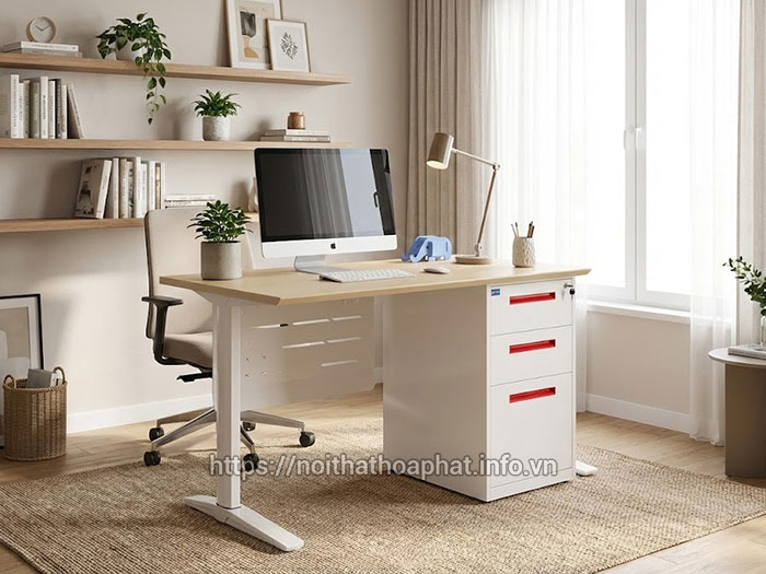 Bàn làm việc tại nhà có tủ