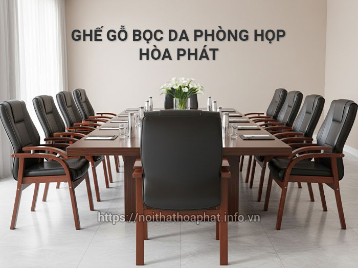 Ghế gỗ bọc da phòng họp