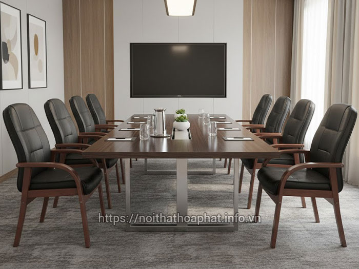Ghế gỗ bọc da phòng họp