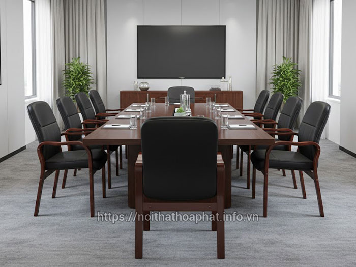 Ghế gỗ bọc da phòng họp