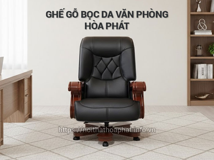 Ghế gỗ bọc da văn phòng