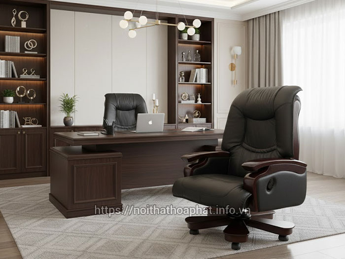 Ghế gỗ bọc da văn phòng