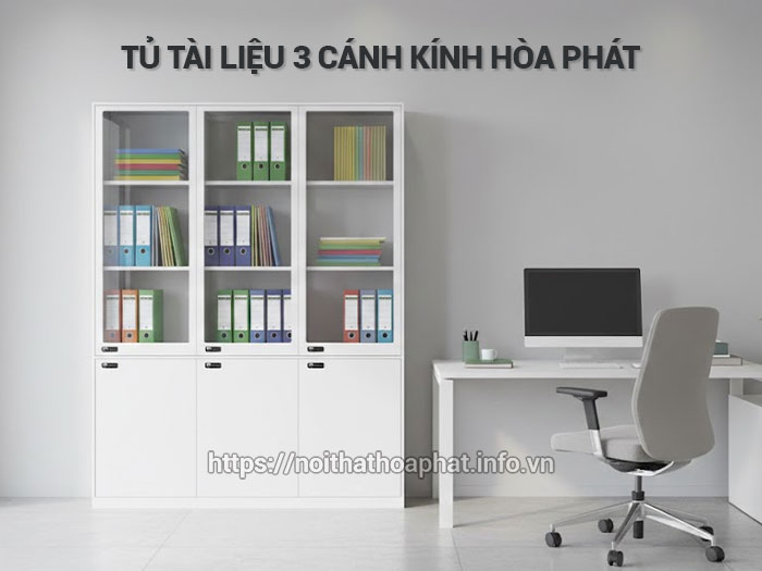 Tủ tài liệu 3 cánh kính