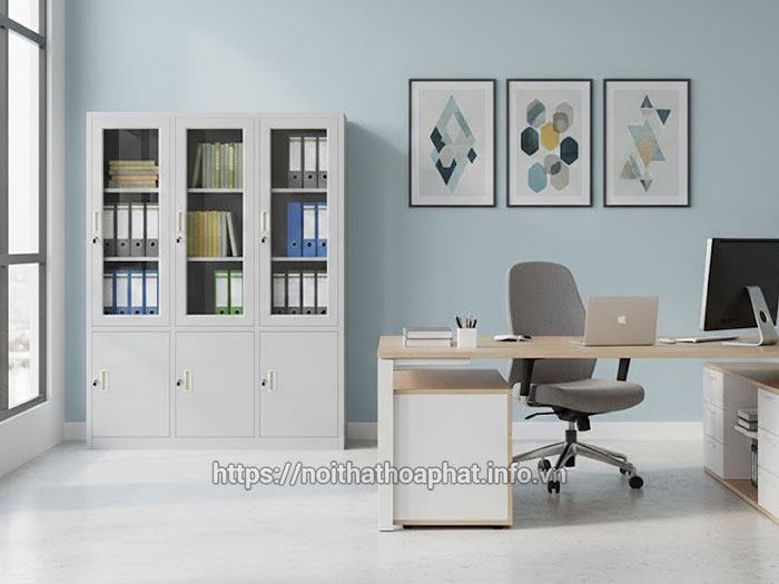 Tủ tài liệu 3 cánh kính