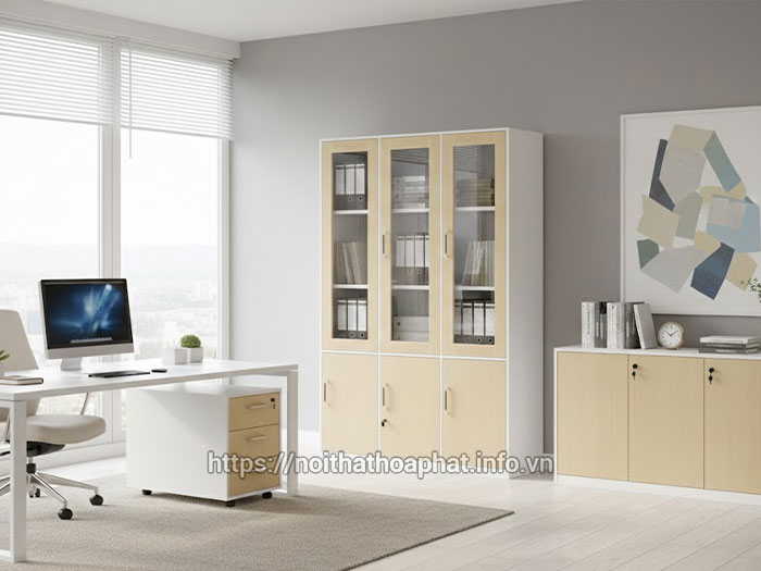 Tủ tài liệu 3 cánh kính