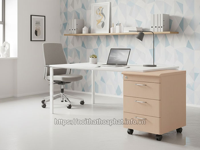 Hộc tủ gỗ 3 ngăn có bánh xe