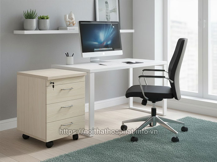 Hộc tủ gỗ 3 ngăn có bánh xe