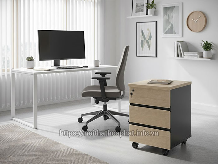 Hộc tủ gỗ 3 ngăn có bánh xe