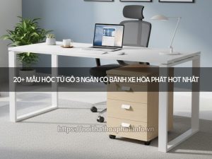 Hộc tủ gỗ 3 ngăn có bánh xe