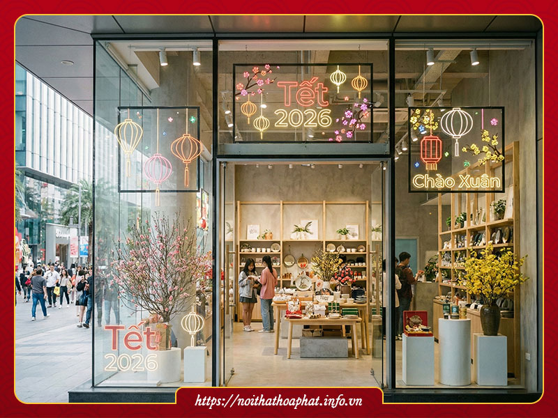 trang trí cửa hàng tết 2026 Bính Ngọ