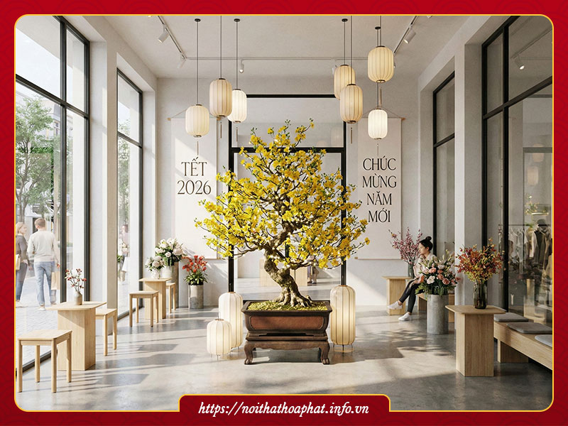 trang trí cửa hàng tết 2026 Bính Ngọ