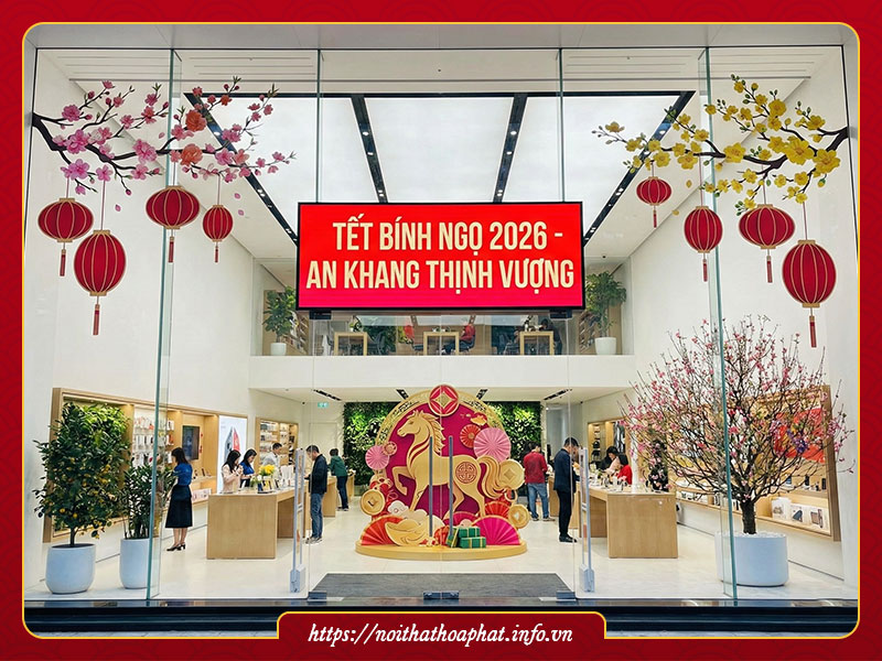 trang trí cửa hàng tết 2026 Bính Ngọ