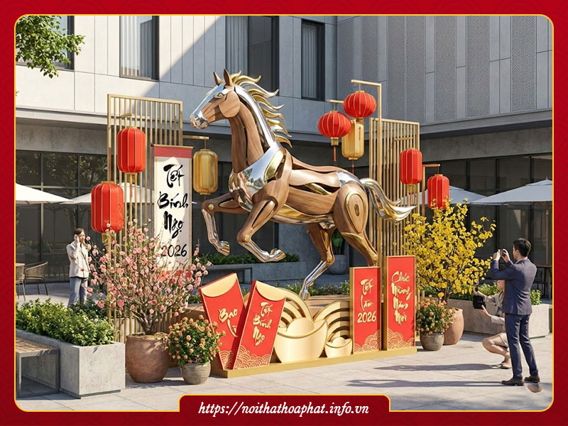 Trang trí Tết 2026 ngoài trời