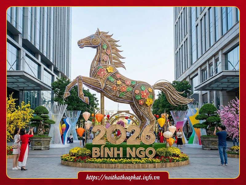Trang trí Tết 2026 ngoài trời