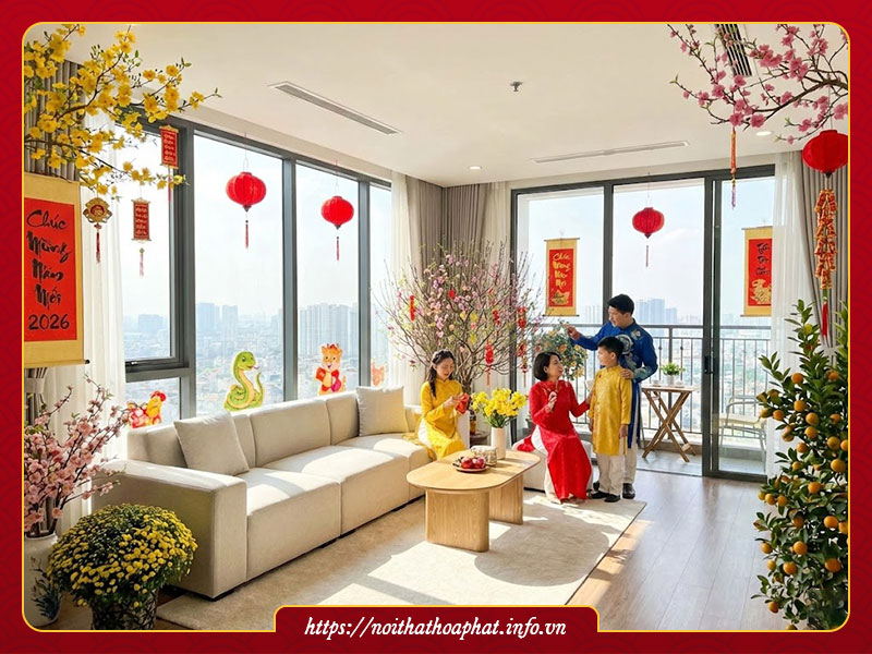 Trang trí tết căn hộ chung cư 2026