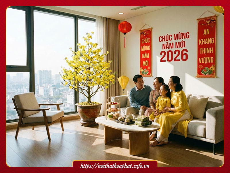 Trang trí tết căn hộ chung cư 2026
