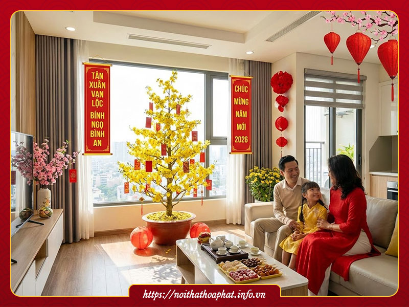 Trang trí tết căn hộ chung cư 2026