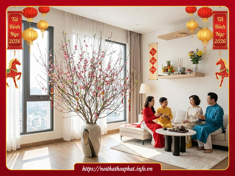 Trang trí tết căn hộ chung cư 2026