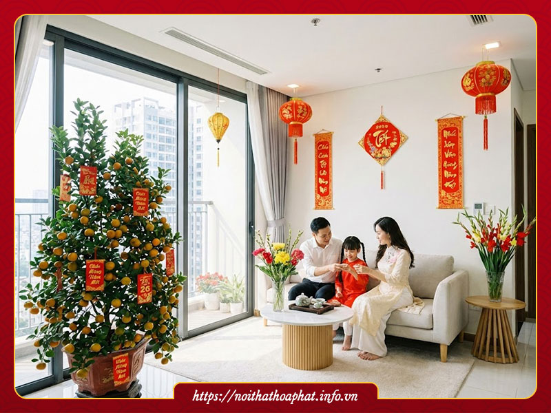 Trang trí tết căn hộ chung cư 2026