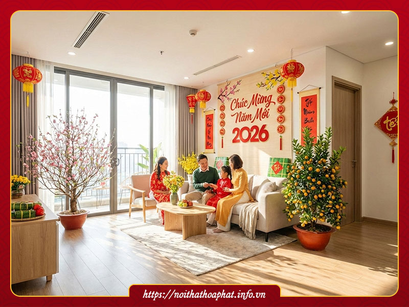 Trang trí tết căn hộ chung cư 2026