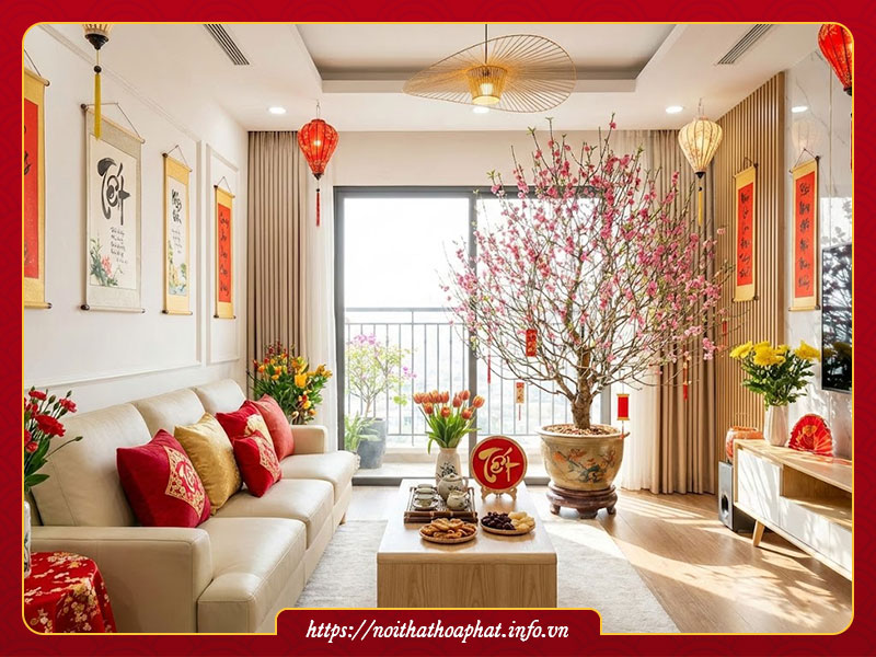 Trang trí Tết phòng khách 2026